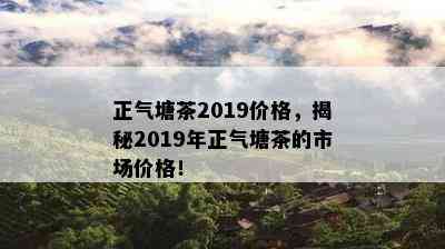 正气塘茶2019价格，揭秘2019年正气塘茶的市场价格！