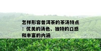 怎样形容普洱茶的茶汤特点：优美的汤色、独特的口感和丰富的内涵