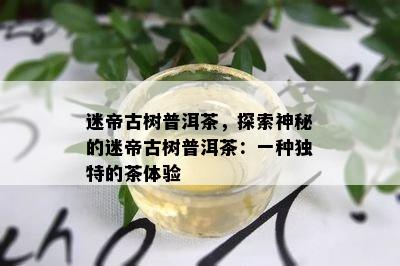 迷帝古树普洱茶，探索神秘的迷帝古树普洱茶：一种独特的茶体验