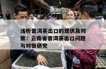 浅析普洱茶出口的现状及对策：云南省普洱茶出口问题与对策研究