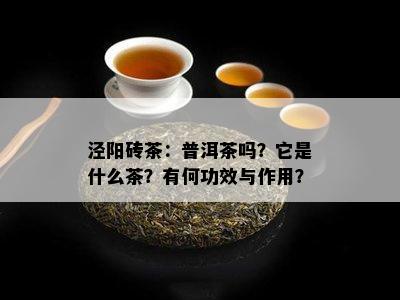 泾阳砖茶：普洱茶吗？它是什么茶？有何功效与作用？