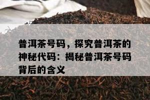 普洱茶号码，探究普洱茶的神秘代码：揭秘普洱茶号码背后的含义