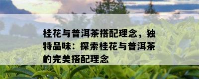 桂花与普洱茶搭配理念，独特品味：探索桂花与普洱茶的完美搭配理念