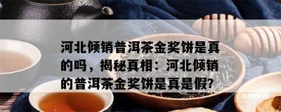 河北倾销普洱茶金奖饼是真的吗，揭秘真相：河北倾销的普洱茶金奖饼是真是假？