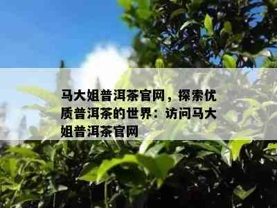 马大姐普洱茶官网，探索优质普洱茶的世界：访问马大姐普洱茶官网