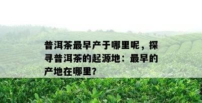 普洱茶最早产于哪里呢，探寻普洱茶的起源地：最早的产地在哪里？