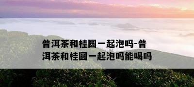 普洱茶和桂圆一起泡吗-普洱茶和桂圆一起泡吗能喝吗