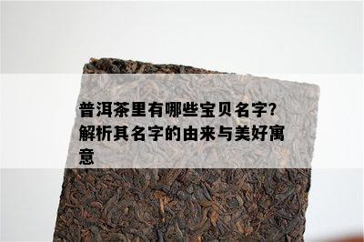 普洱茶里有哪些宝贝名字？解析其名字的由来与美好寓意