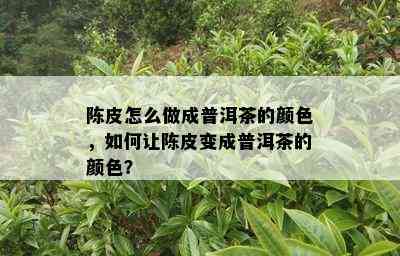 陈皮怎么做成普洱茶的颜色，如何让陈皮变成普洱茶的颜色？