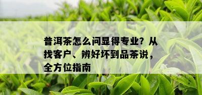 普洱茶怎么问显得专业？从找客户、辨好坏到品茶说，全方位指南