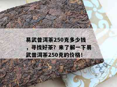 易武普洱茶250克多少钱，寻找好茶？来了解一下易武普洱茶250克的价格！