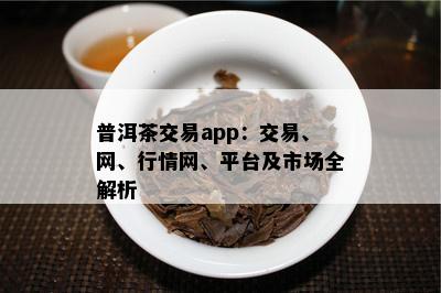 普洱茶交易app：交易、网、行情网、平台及市场全解析