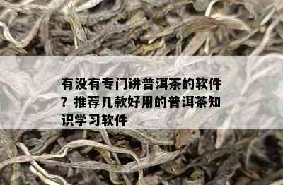 有没有专门讲普洱茶的软件？推荐几款好用的普洱茶知识学习软件