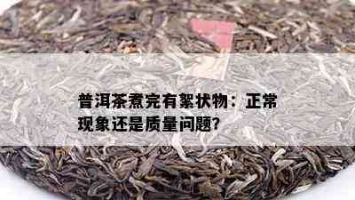 普洱茶煮完有絮状物：正常现象还是质量问题？