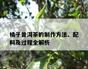 橘子普洱茶的制作方法、配料及过程全解析