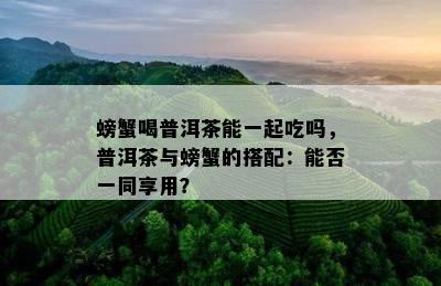 螃蟹喝普洱茶能一起吃吗，普洱茶与螃蟹的搭配：能否一同享用？