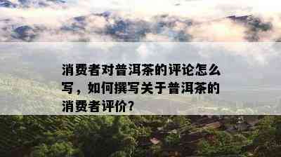 消费者对普洱茶的评论怎么写，如何撰写关于普洱茶的消费者评价？