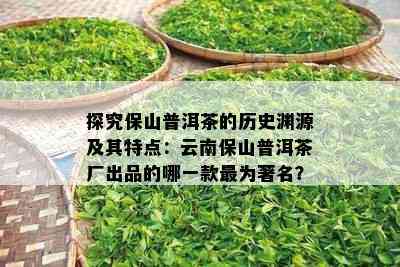 探究保山普洱茶的历史渊源及其特点：云南保山普洱茶厂出品的哪一款最为著名？