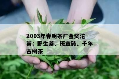 2003年春明茶厂金奖沱茶：野生茶、班章砖、千年古树茶