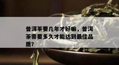 普洱茶要几年才好嘛，普洱茶需要多久才能达到更佳品质？