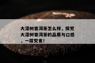 大漆树普洱茶怎么样，探究大漆树普洱茶的品质与口感，一探究竟！