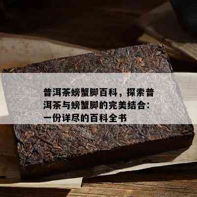 普洱茶螃蟹脚百科，探索普洱茶与螃蟹脚的完美结合：一份详尽的百科全书