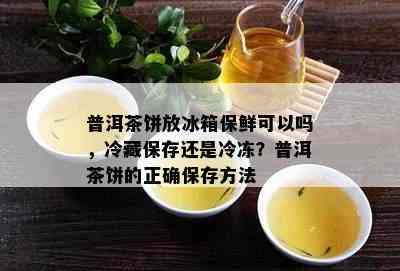 普洱茶饼放冰箱保鲜可以吗，冷藏保存还是冷冻？普洱茶饼的正确保存方法