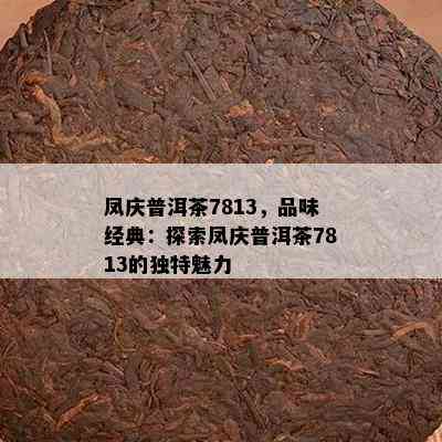 凤庆普洱茶7813，品味经典：探索凤庆普洱茶7813的独特魅力