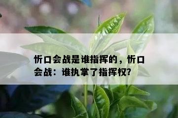 忻口会战是谁指挥的，忻口会战：谁执掌了指挥权？