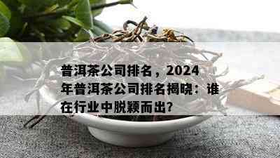 普洱茶公司排名，2024年普洱茶公司排名揭晓：谁在行业中脱颖而出？