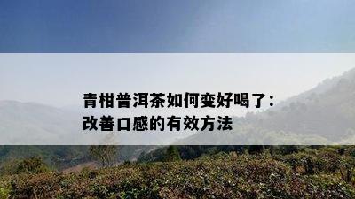 青柑普洱茶如何变好喝了：改善口感的有效方法