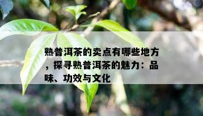 熟普洱茶的卖点有哪些地方，探寻熟普洱茶的魅力：品味、功效与文化