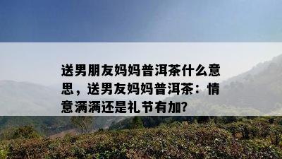 送男朋友妈妈普洱茶什么意思，送男友妈妈普洱茶：情意满满还是礼节有加？