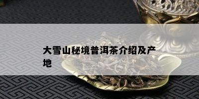 大雪山秘境普洱茶介绍及产地