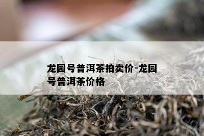 龙园号普洱茶拍卖价-龙园号普洱茶价格