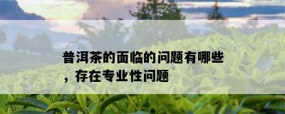 普洱茶的面临的问题有哪些，存在专业性问题