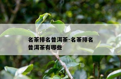 名茶排名普洱茶-名茶排名普洱茶有哪些