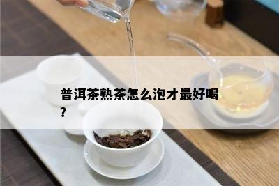 普洱茶熟茶怎么泡才更好喝？