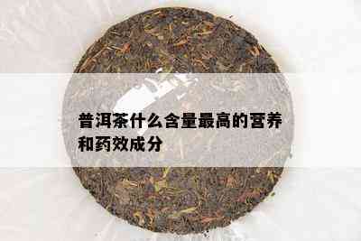 普洱茶什么含量更高的营养和效成分