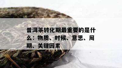 普洱茶转化期最重要的是什么：物质、时候、意思、周期、关键因素