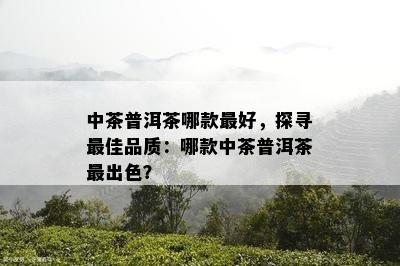 中茶普洱茶哪款更好，探寻更佳品质：哪款中茶普洱茶最出色？