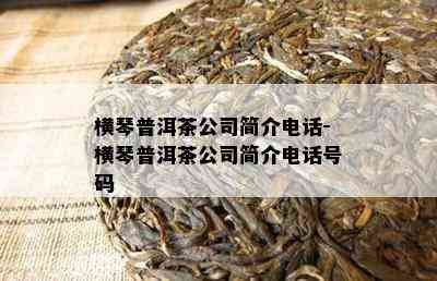 横琴普洱茶公司简介电话-横琴普洱茶公司简介电话号码