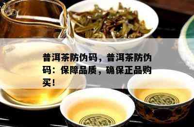 普洱茶防伪码，普洱茶防伪码：保障品质，确保正品购买！