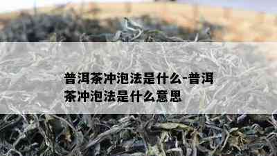 普洱茶冲泡法是什么-普洱茶冲泡法是什么意思