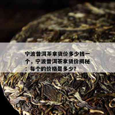 宁波普洱茶拿货价多少钱一个，宁波普洱茶拿货价揭秘：每个的价格是多少？