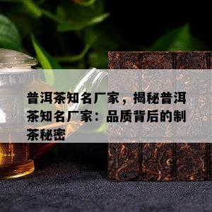 普洱茶知名厂家，揭秘普洱茶知名厂家：品质背后的制茶秘密