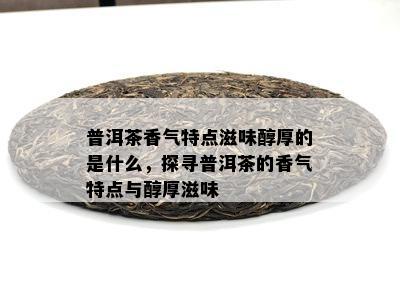 普洱茶香气特点滋味醇厚的是什么，探寻普洱茶的香气特点与醇厚滋味