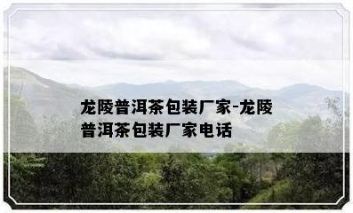 龙陵普洱茶包装厂家-龙陵普洱茶包装厂家电话