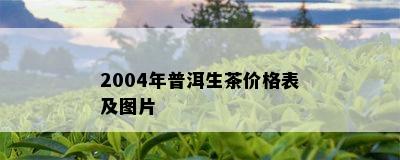 2004年普洱生茶价格表及图片