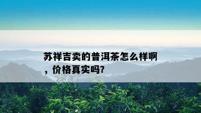 苏祥吉卖的普洱茶怎么样啊，价格真实吗？